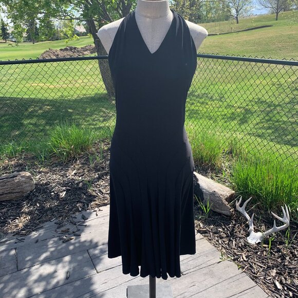 Vintage Y2K David Dixon Stretch Jersey Knit Halter Bodycon Fit & Flare Dress - Picture 8 of 15